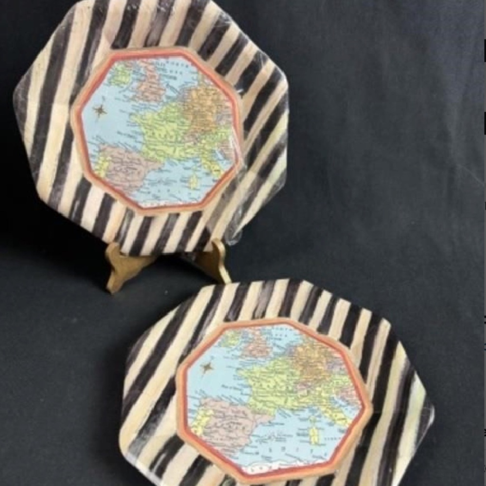 MacKenzie-Childs Vintage Paper Dinner Plates Atlas Sealed in Cellophane / set 12
